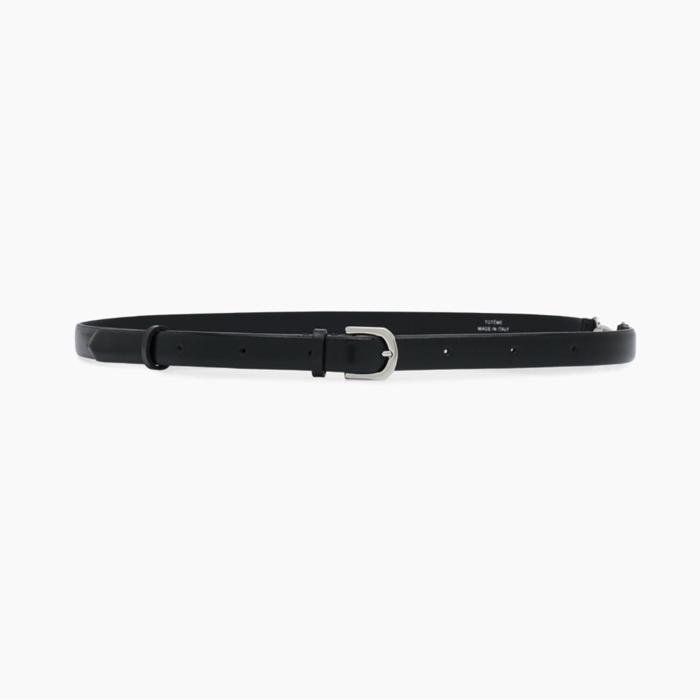 Toteme Skinny Leather Belt, Black